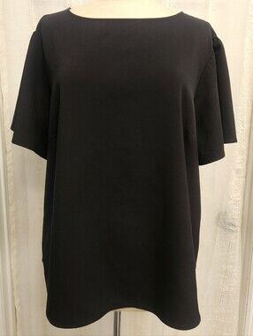 Lark & Ro Black Short Sleeve Boatneck Top